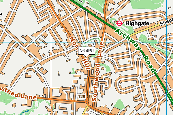 N6 4PU map - OS VectorMap District (Ordnance Survey)