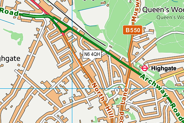 N6 4QH map - OS VectorMap District (Ordnance Survey)