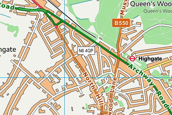 N6 4QP map - OS VectorMap District (Ordnance Survey)