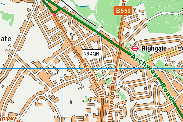 N6 4QR map - OS VectorMap District (Ordnance Survey)