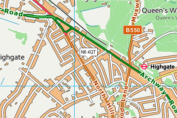 N6 4QT map - OS VectorMap District (Ordnance Survey)