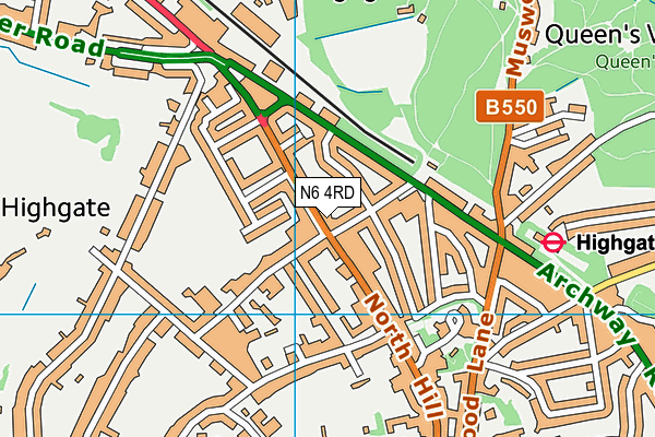 N6 4RD map - OS VectorMap District (Ordnance Survey)