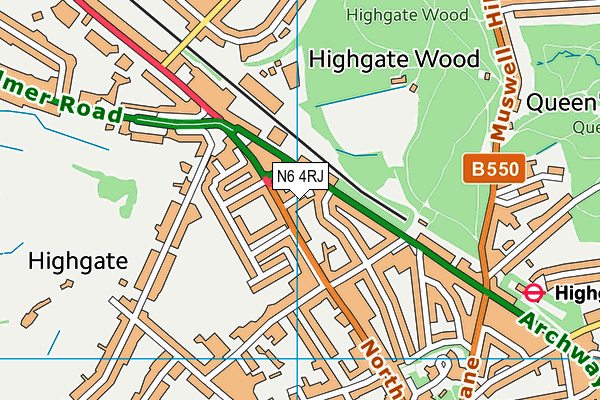 N6 4RJ map - OS VectorMap District (Ordnance Survey)