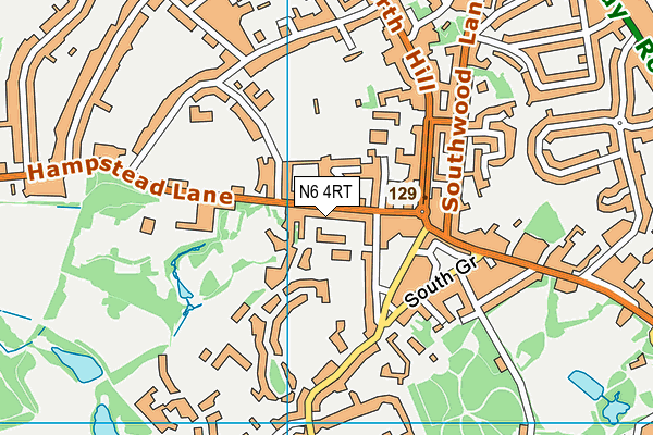 N6 4RT map - OS VectorMap District (Ordnance Survey)