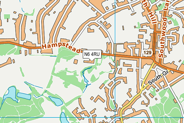 N6 4RU map - OS VectorMap District (Ordnance Survey)