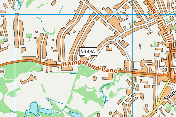 N6 4SA map - OS VectorMap District (Ordnance Survey)