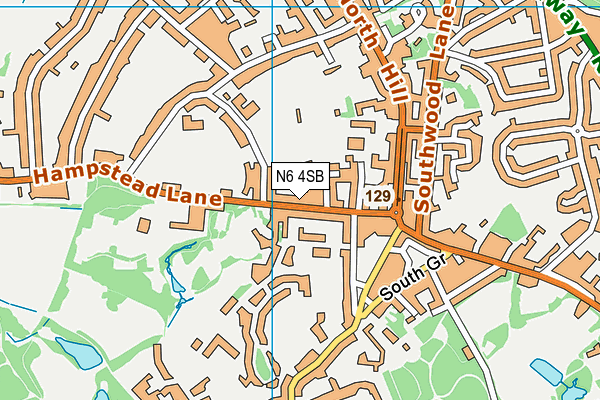 N6 4SB map - OS VectorMap District (Ordnance Survey)