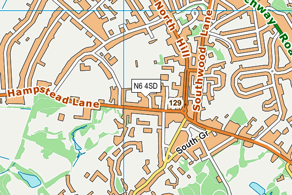 N6 4SD map - OS VectorMap District (Ordnance Survey)