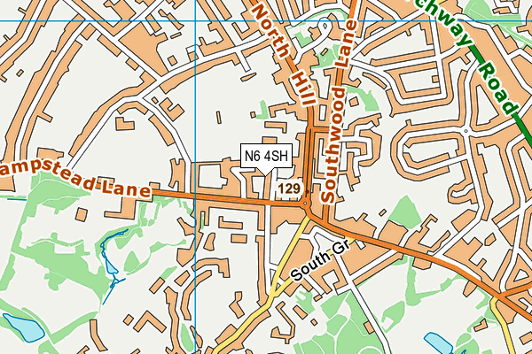 N6 4SH map - OS VectorMap District (Ordnance Survey)