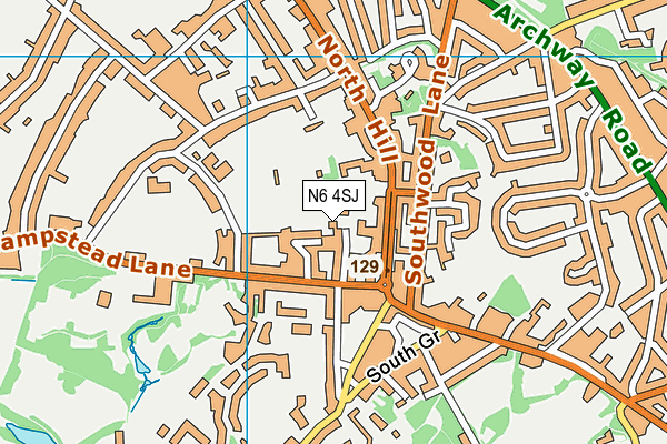 N6 4SJ map - OS VectorMap District (Ordnance Survey)
