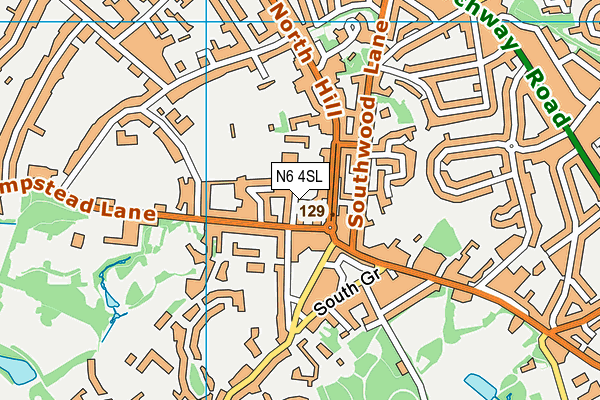 N6 4SL map - OS VectorMap District (Ordnance Survey)