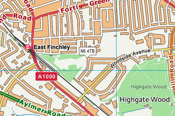 N6 4TB map - OS VectorMap District (Ordnance Survey)