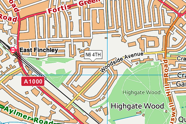 N6 4TH map - OS VectorMap District (Ordnance Survey)