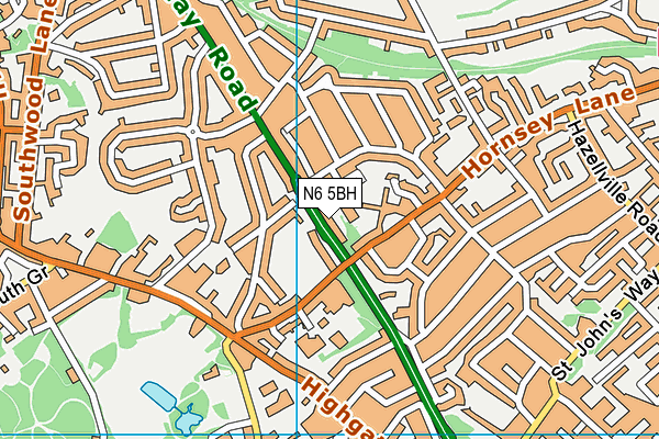 N6 5BH map - OS VectorMap District (Ordnance Survey)
