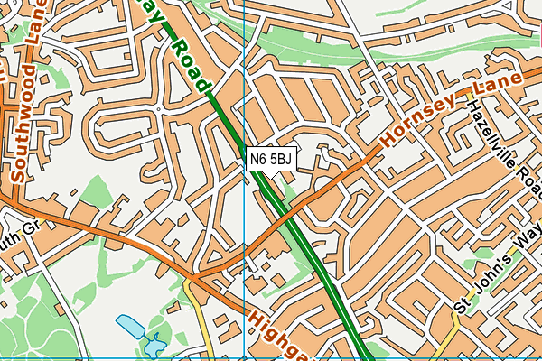 N6 5BJ map - OS VectorMap District (Ordnance Survey)