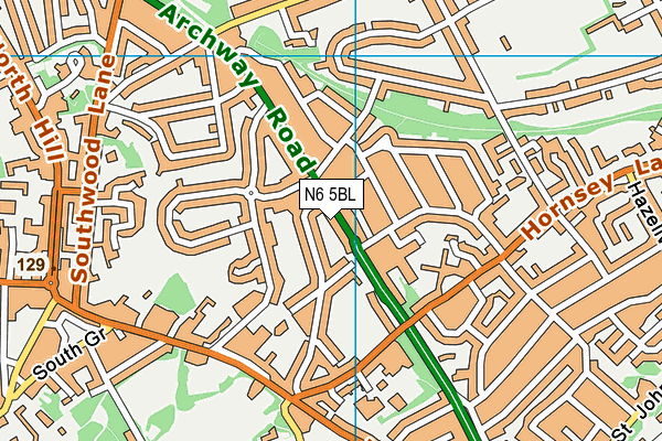 N6 5BL map - OS VectorMap District (Ordnance Survey)