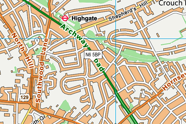 N6 5BP map - OS VectorMap District (Ordnance Survey)
