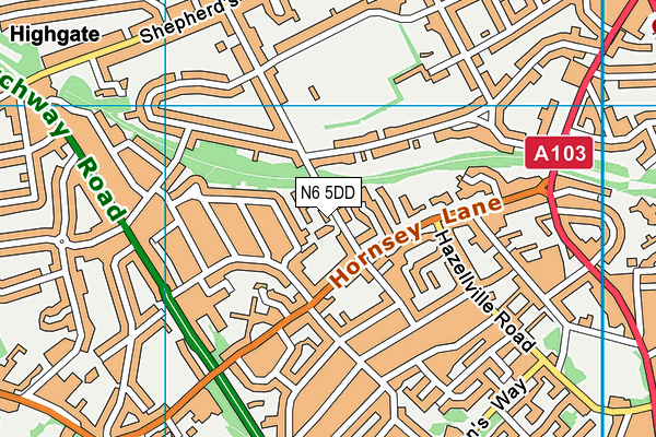 N6 5DD map - OS VectorMap District (Ordnance Survey)