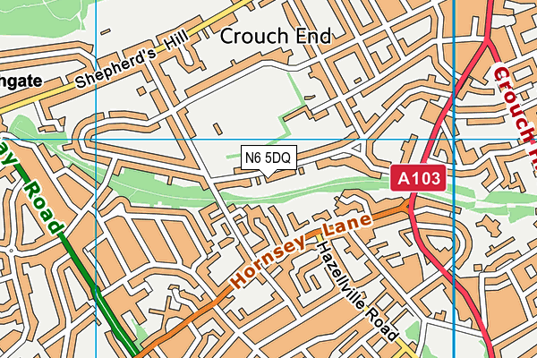 N6 5DQ map - OS VectorMap District (Ordnance Survey)