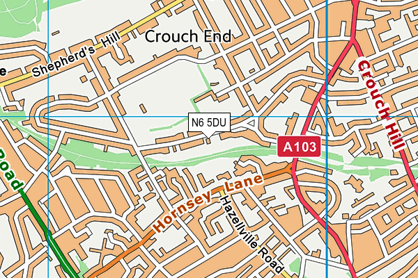 N6 5DU map - OS VectorMap District (Ordnance Survey)