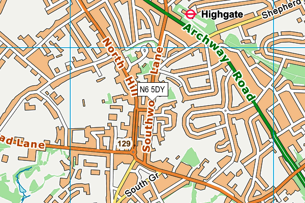 N6 5DY map - OS VectorMap District (Ordnance Survey)