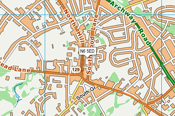 N6 5ED map - OS VectorMap District (Ordnance Survey)