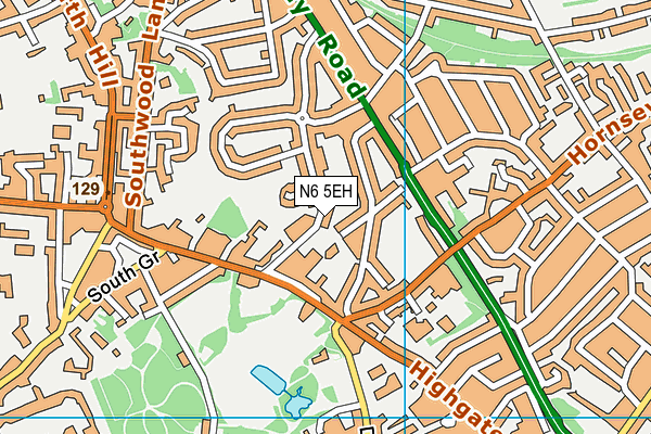 N6 5EH map - OS VectorMap District (Ordnance Survey)