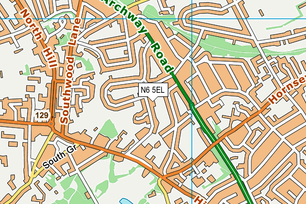 N6 5EL map - OS VectorMap District (Ordnance Survey)