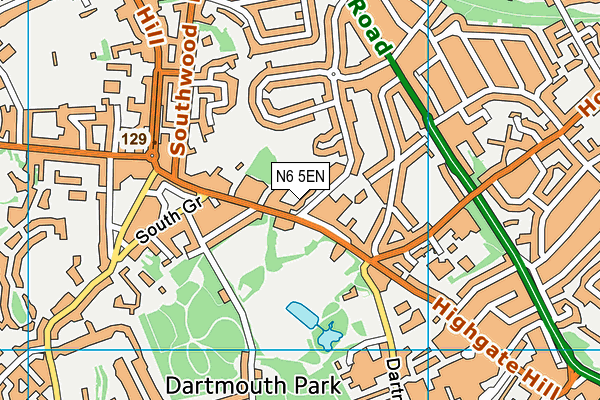 N6 5EN map - OS VectorMap District (Ordnance Survey)