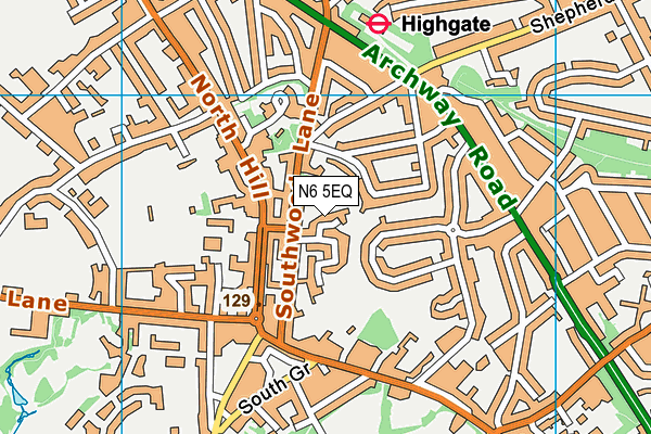 N6 5EQ map - OS VectorMap District (Ordnance Survey)