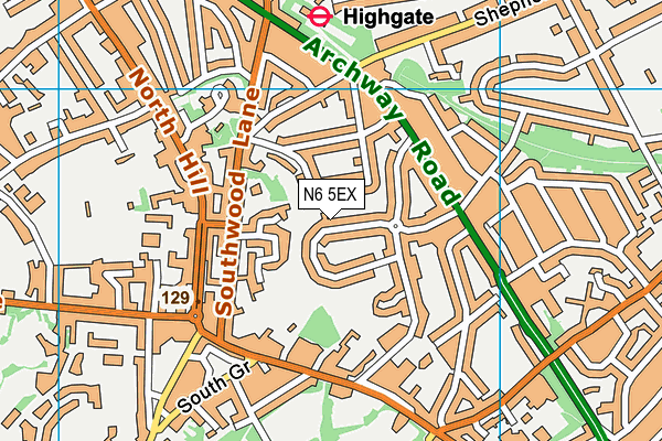 N6 5EX map - OS VectorMap District (Ordnance Survey)