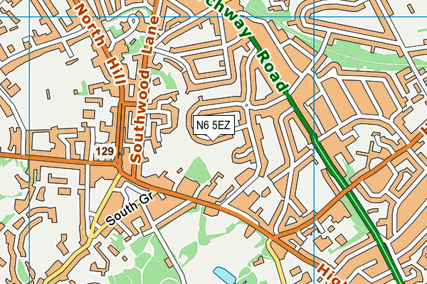 N6 5EZ map - OS VectorMap District (Ordnance Survey)