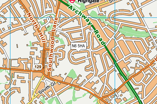 N6 5HA map - OS VectorMap District (Ordnance Survey)