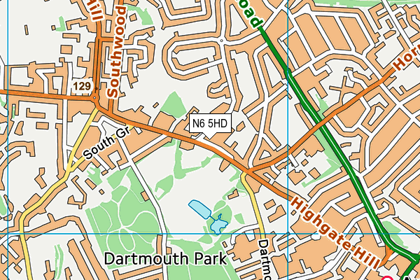 N6 5HD map - OS VectorMap District (Ordnance Survey)