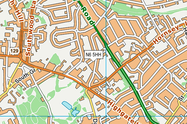 N6 5HH map - OS VectorMap District (Ordnance Survey)