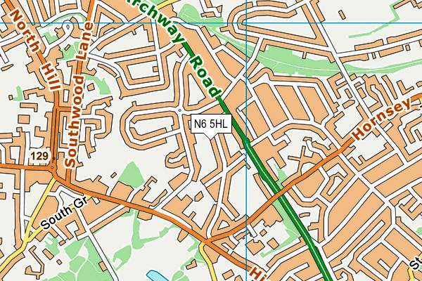 N6 5HL map - OS VectorMap District (Ordnance Survey)