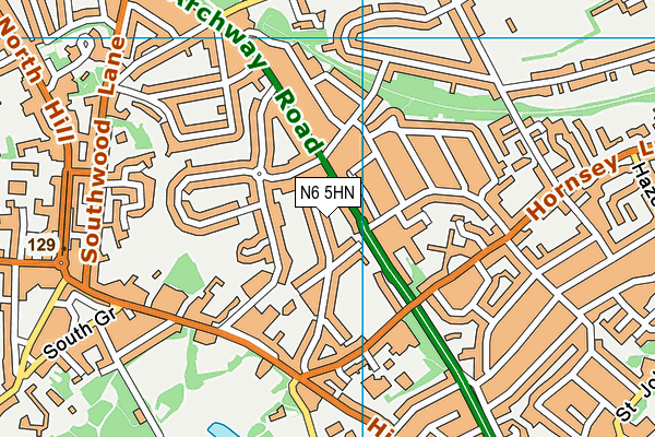 N6 5HN map - OS VectorMap District (Ordnance Survey)