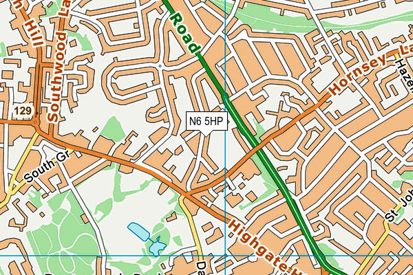N6 5HP map - OS VectorMap District (Ordnance Survey)