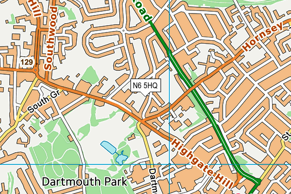 N6 5HQ map - OS VectorMap District (Ordnance Survey)