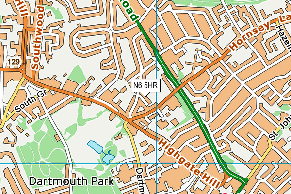 N6 5HR map - OS VectorMap District (Ordnance Survey)