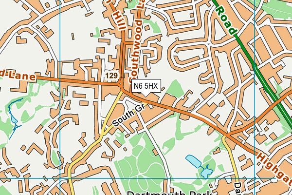 N6 5HX map - OS VectorMap District (Ordnance Survey)