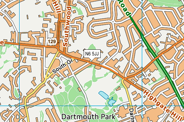 N6 5JJ map - OS VectorMap District (Ordnance Survey)