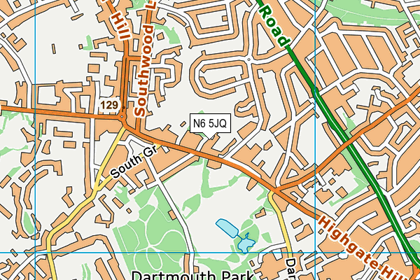 N6 5JQ map - OS VectorMap District (Ordnance Survey)