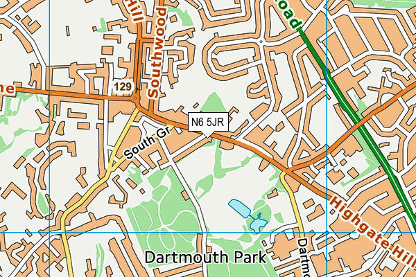 N6 5JR map - OS VectorMap District (Ordnance Survey)