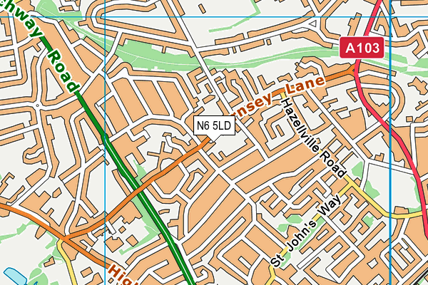 N6 5LD map - OS VectorMap District (Ordnance Survey)