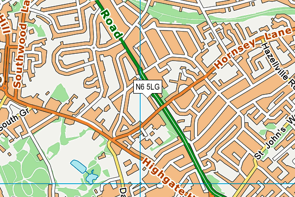 N6 5LG map - OS VectorMap District (Ordnance Survey)