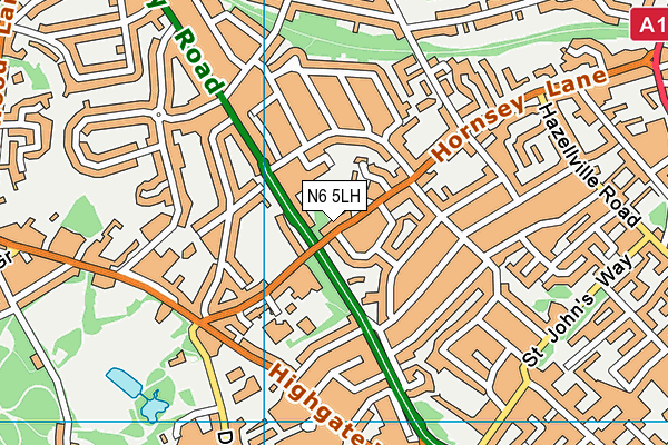 N6 5LH map - OS VectorMap District (Ordnance Survey)
