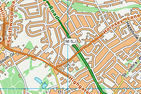 N6 5LJ map - OS VectorMap District (Ordnance Survey)