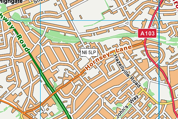 N6 5LP map - OS VectorMap District (Ordnance Survey)