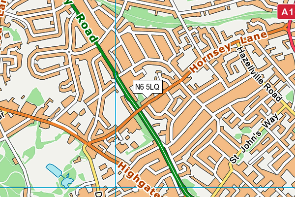 N6 5LQ map - OS VectorMap District (Ordnance Survey)